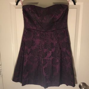 Speechless Purple and Black Floral Print Strapless Dress, Size 3